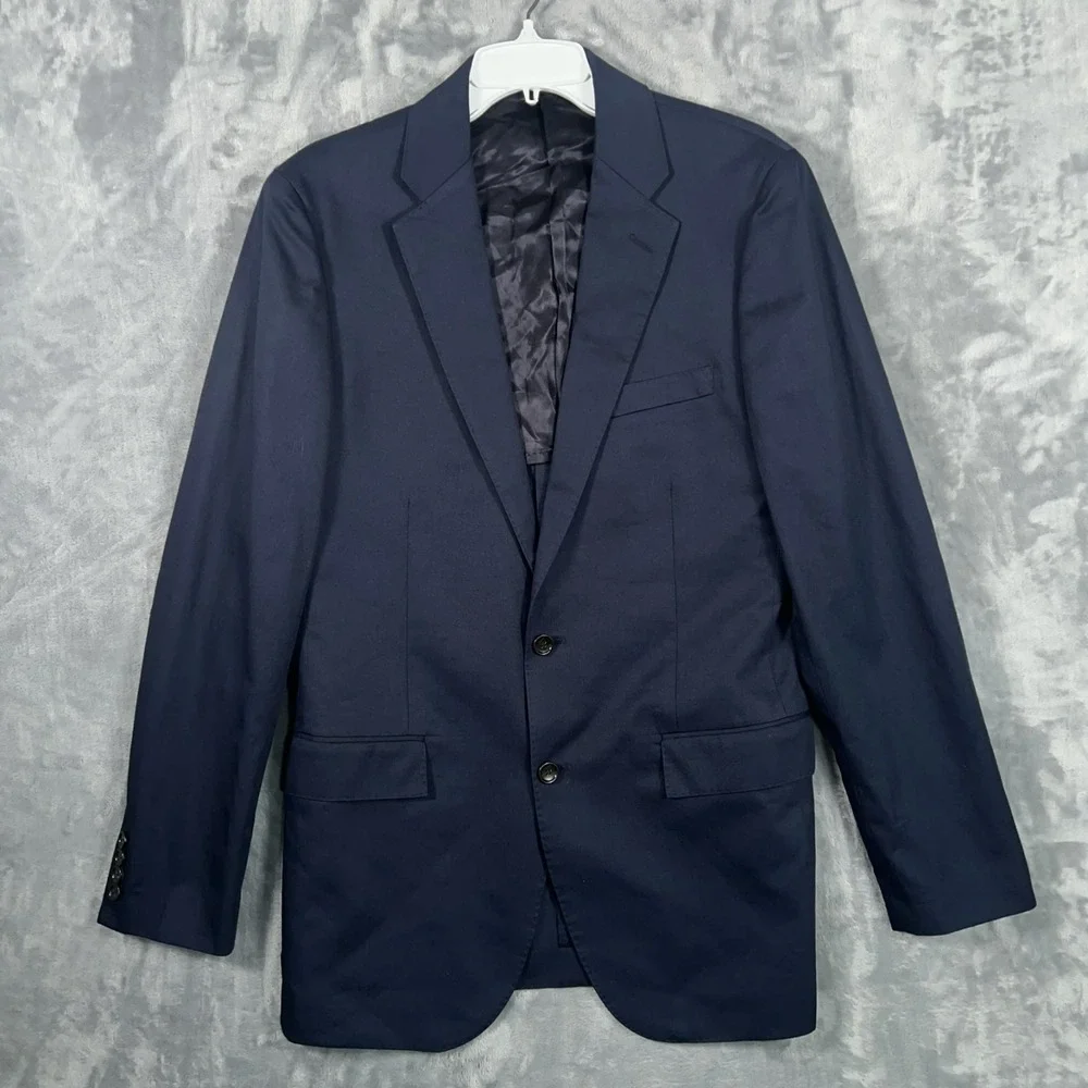 J Crew Ludlow Navy Blue Blazer Mens 40L New Suit Jacket Slim Fit Cotton Chino